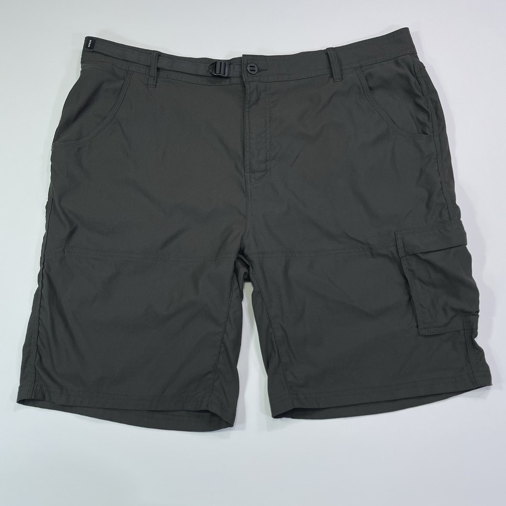 Prana Zion Mens Charcoal Gray Hiking Cargo Shorts 42W x 10L Built-in Belt